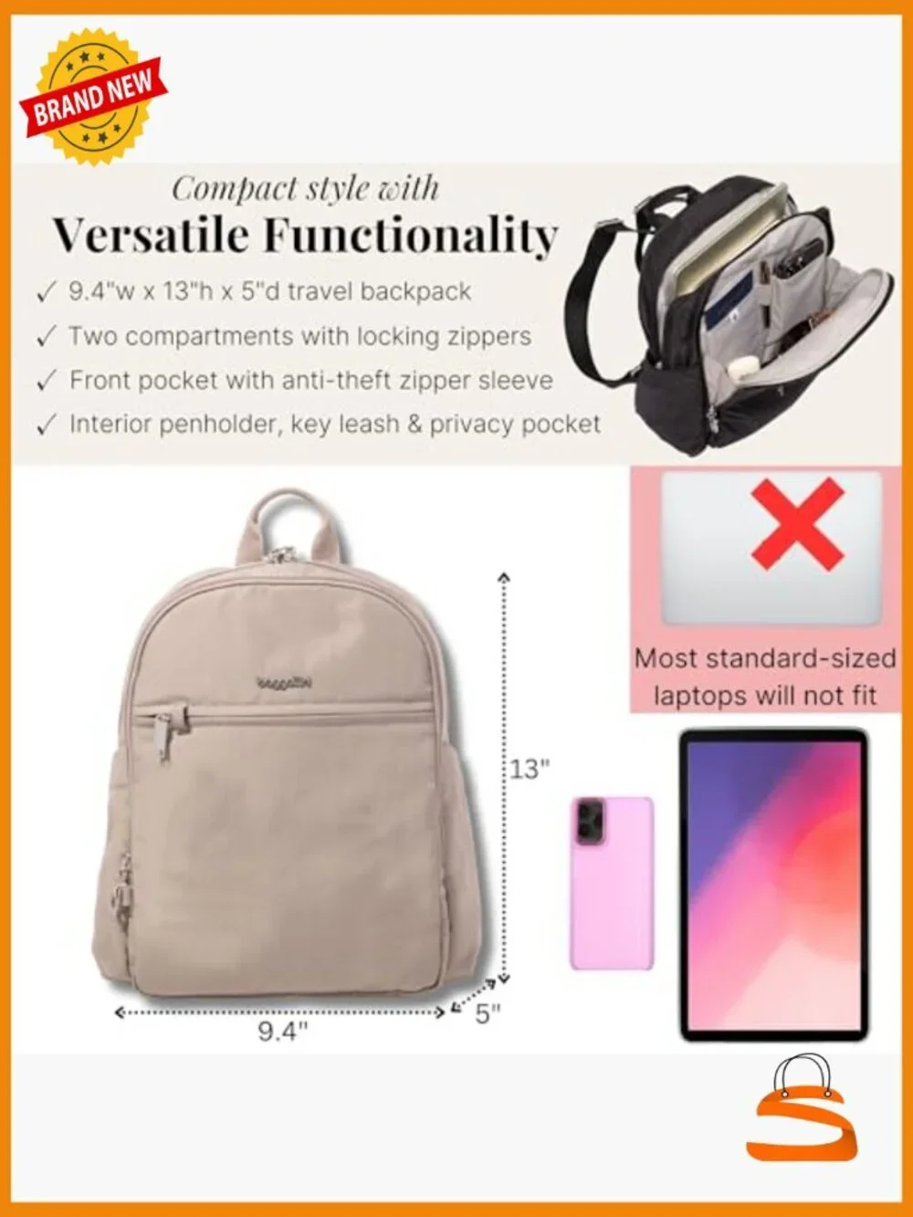 Anti-Theft Travel Backpack with Locking Zippers and RFID